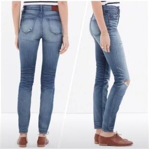 MADEWELL HIGH RISER SKINNY KNEE RIP REPAIR JEANS 28